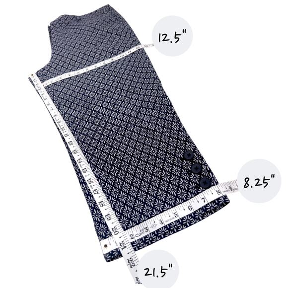 Talbots Crop Skimmer Pants Button Hem Blue Print Women 14 Coastal Preppy Stretch - Picture 6 of 14